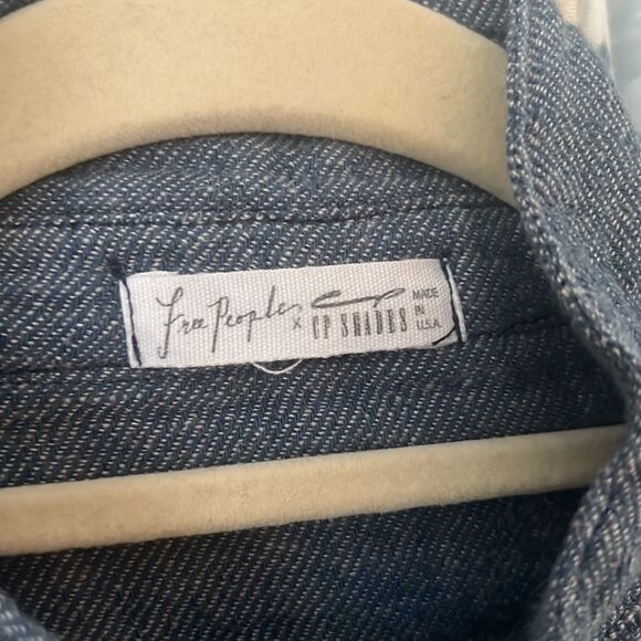 Free people by CP shades extra small shirt dress blue cotton pockets - Picture 5 of 6